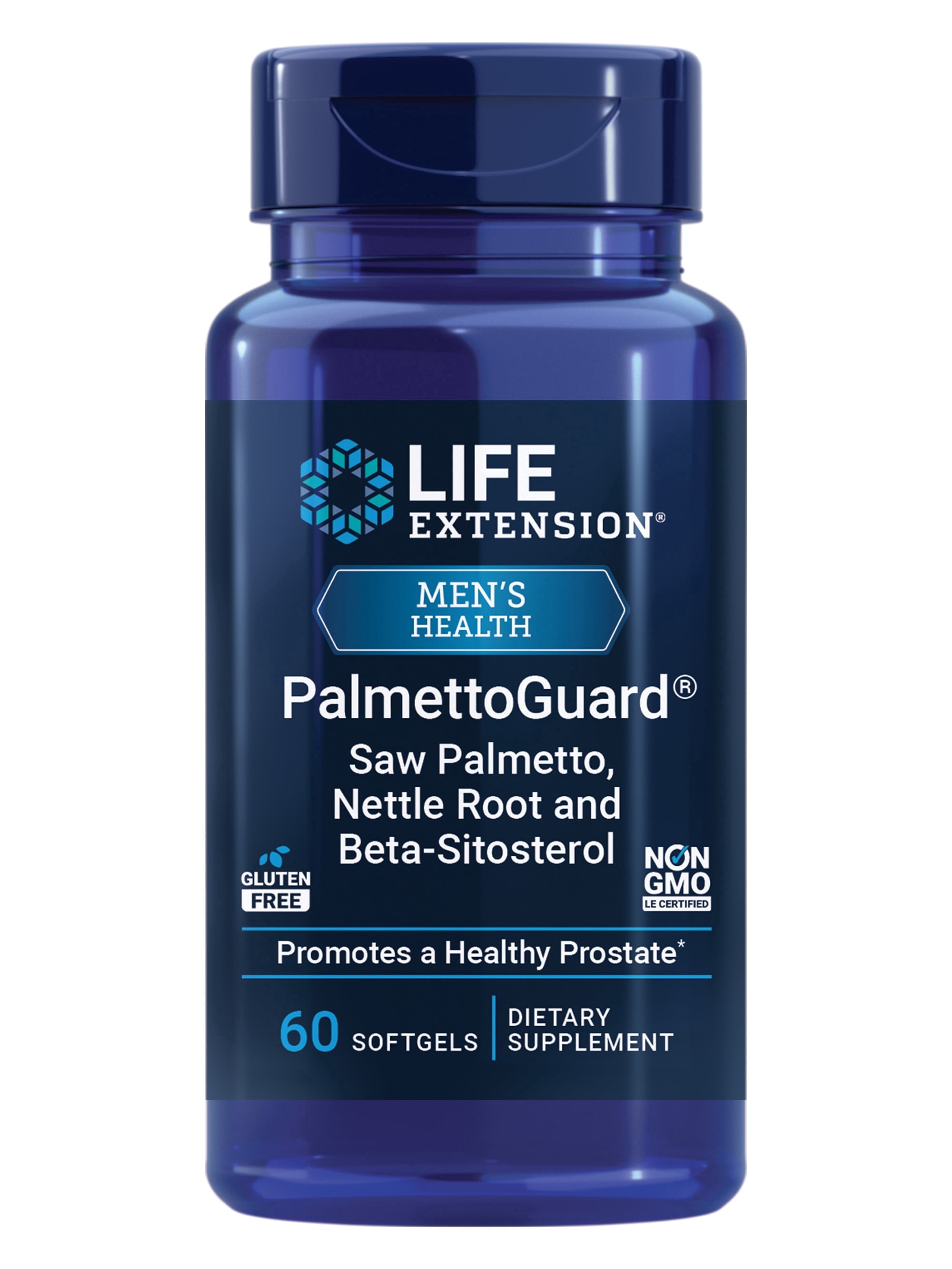 Life Extension PalmettoGuard® Saw Palmetto, Nettle Root and Beta-Sitosterol - Supports Healthy Prostate Function & Hormone Metabolism - Gluten-Free, Non GMO - 60 Softgels
