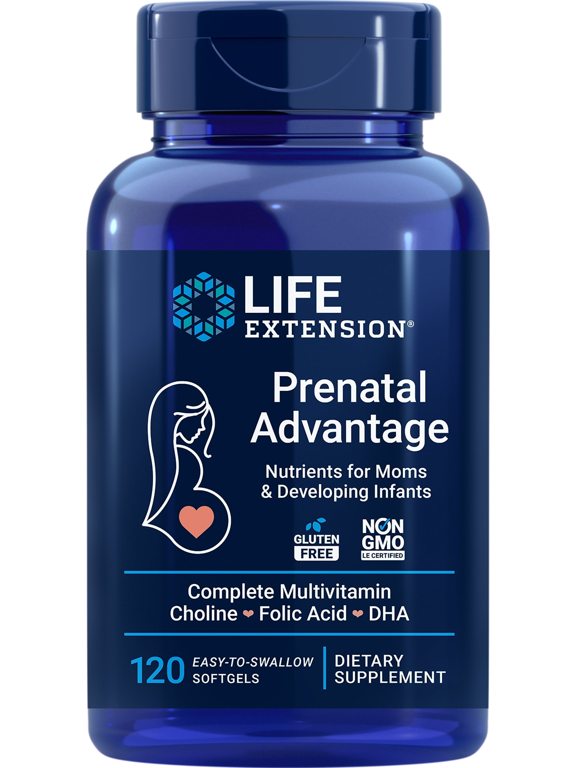 Life Extension Prenatal Advantage Supplement - Comprehensive Prenatal Vitamin - Gluten-Free, Non-GMO - 120 Softgels
