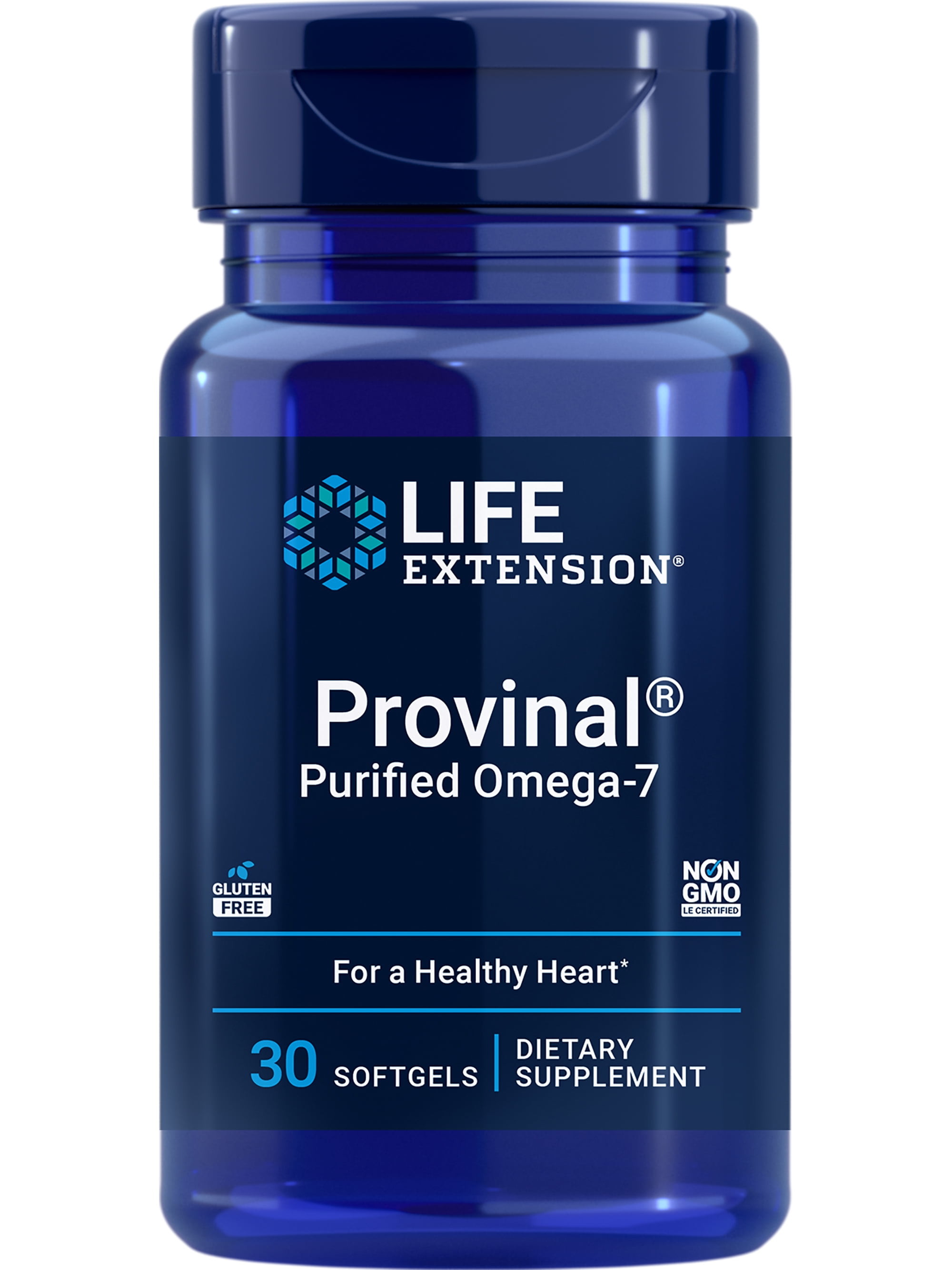 Life Extension Provinal Purified Omega-7, palmitoleic Acid derived from Highly Concentrated Marine Oil, Cholesterol, triglycerides & Heart Health Support, Gluten-Free, Non-GMO, 30 softgels
