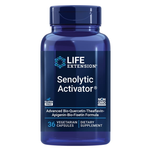 Life Extension Senolytic Activator*, healthy aging, cellular health support, bioavailable quercetin and fisetin, apigenin, black tea theaflavins, gluten free, non-GMO, vegetarian, 36 capsules