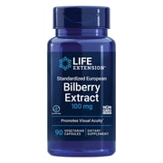 Life Extension Standardized European Bilberry Extract, 100 mg, MirtoSelect Vaccinium myrtillus, eye health, circulation, lubrication, gluten-free, non-GMO, vegetarian, 90 capsules
