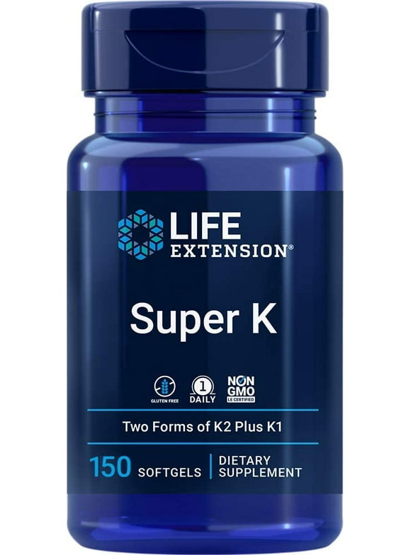 Life Extension Super K, 150 Softgels, with Vitamin K1 and K2 - MK4 & MK7