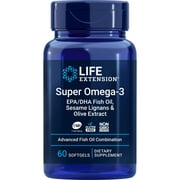 Life Extension Super Omega-3 EPA/DHA Fish Oil, Sesame Lignans & Olive Extract - Heart Health & Cholesterol Management, Inflammation Support - Non-GMO - 60 Softgels