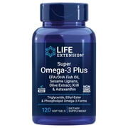 Life Extension Super Omega-3 Plus EPA/DHA Fish Oil, Sesame Lignans, Olive Extract, Krill & Astaxanthin - Heart, Brain & Joint Health Support - Gluten-Free, Non-GMO - 120 Softgels