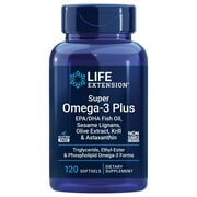 Life Extension Super Omega-3 Plus EPA/DHA Fish Oil, Sesame Lignans, Olive Extract, Krill & Astaxanthin - Heart, Brain & Joint Health Support - Gluten-Free, Non-GMO - 120 Softgels