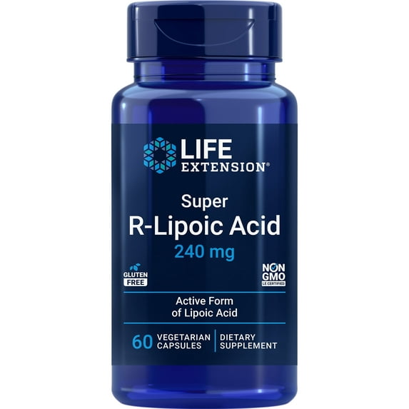 Life Extension, Super R-Lipoic Acid, 240 mg, active form of alpha-lipoic acid, energy supplement, oxidative stress protection, vegetarian, 60 capsules
