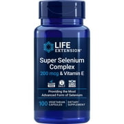 Life Extension Super Selenium Complex, 200 mcg 3 Forms of Selenium, Vitamin E Cellular Health & Longevity Support Gluten-Free, Non-GMO, Vegetarian, 1 Daily 100 Capsules