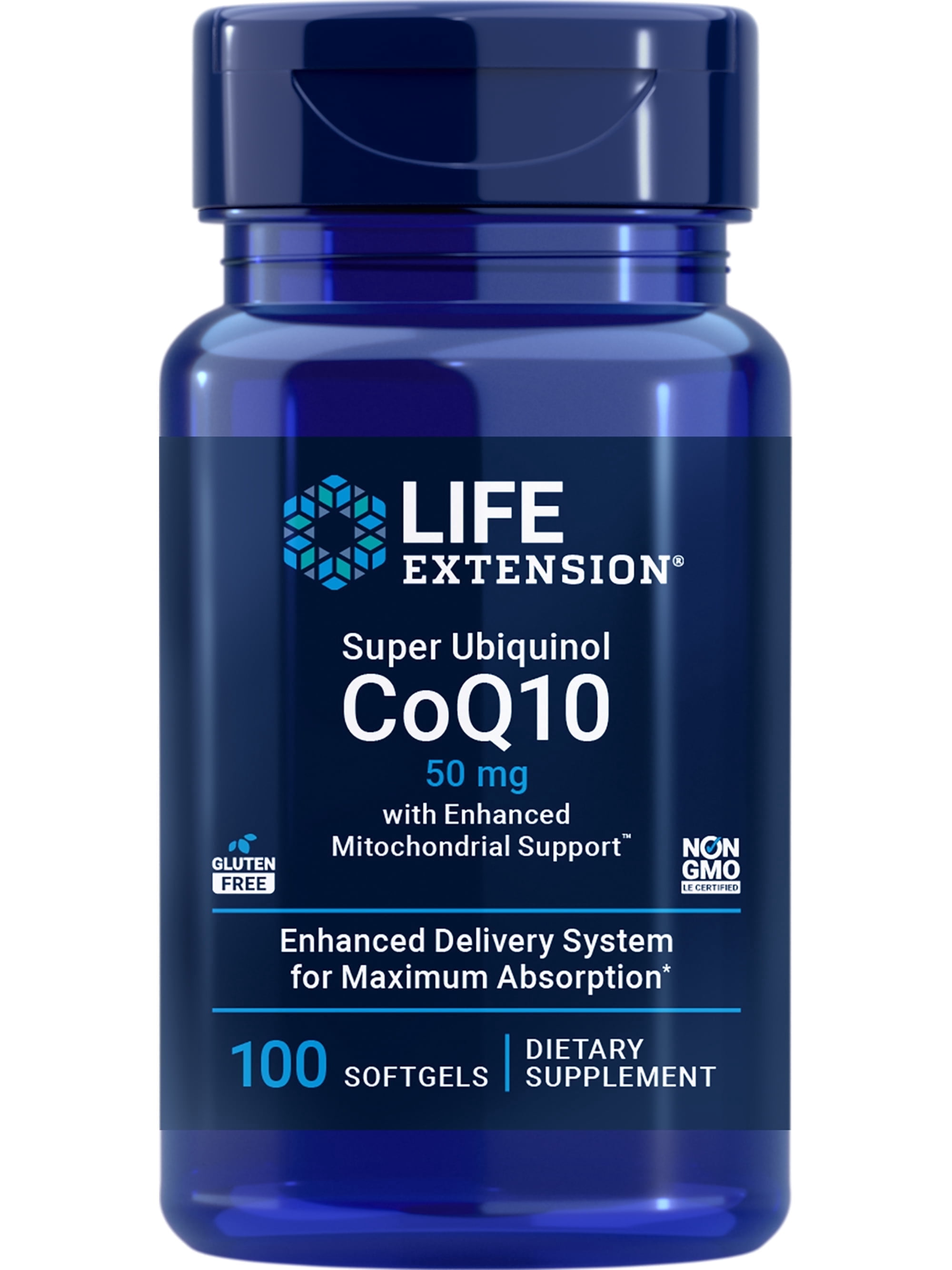 Life Extension Super Ubiquinol CoQ10 with Enhanced Mitochondrial Support™, heart health supplement, maximum absorption, 50 mg, non-GMO, gluten-free, 100 softgels