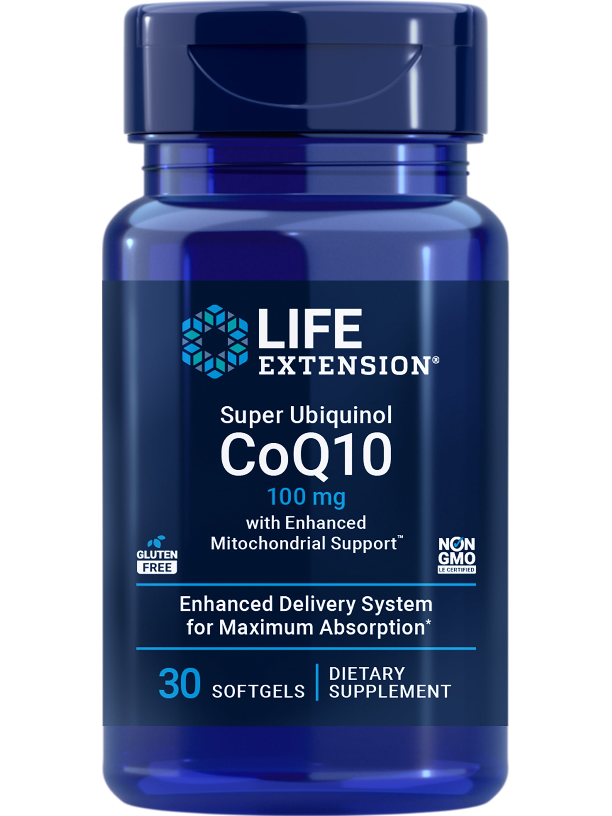 Life Extension Super Ubiquinol CoQ10 with Enhanced Mitochondrial Support, heart health supplement, maximum absorption, 100 mg, non-GMO, gluten-free, 30 softgels