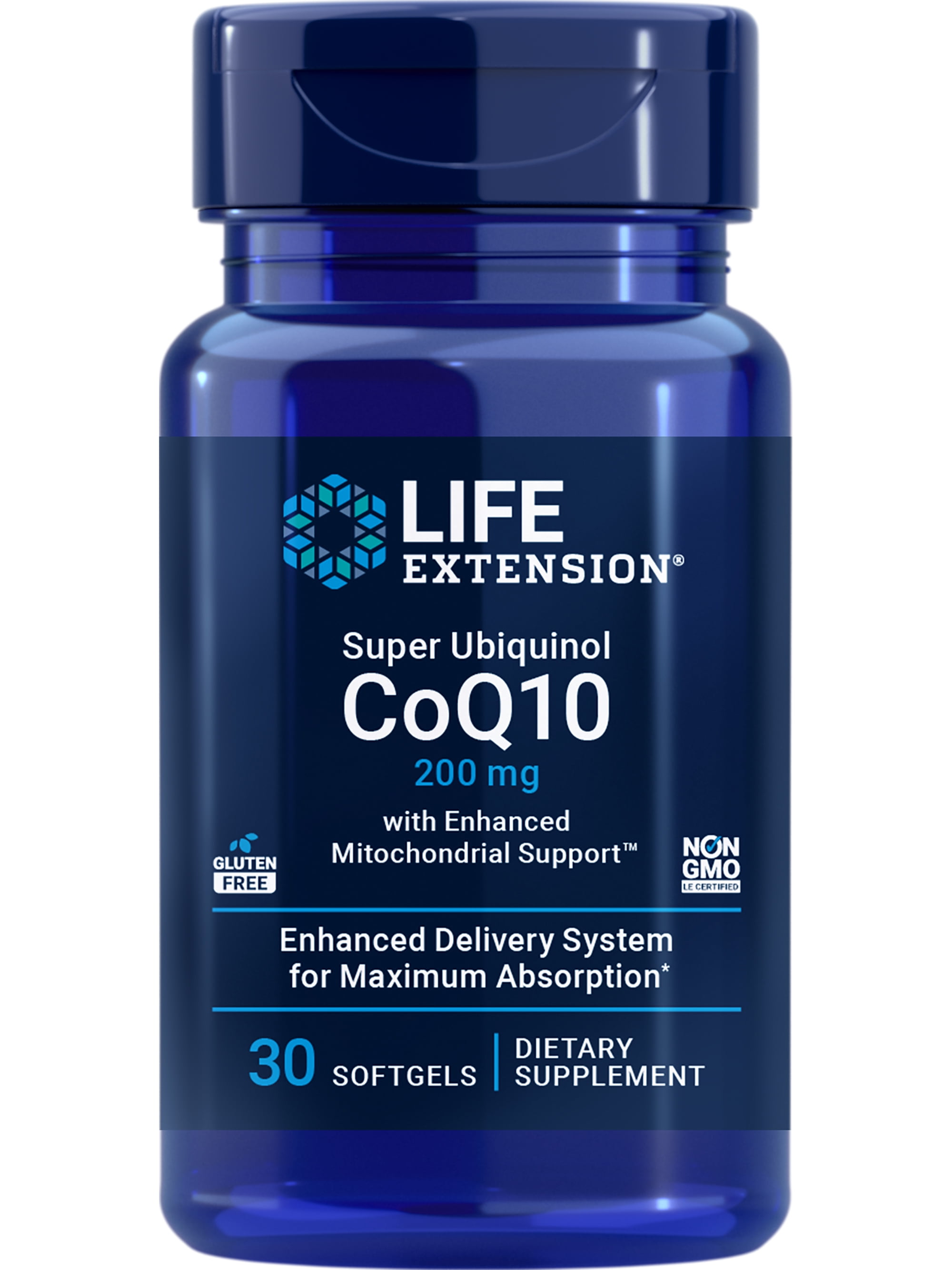 Life Extension Super Ubiquinol CoQ10 with Enhanced Mitochondrial Support 200 mg, Shilajit Promotes Heart Health, Cell Energy, Oxidative Stress Gluten-Free, Non-GMO 30 Softgels