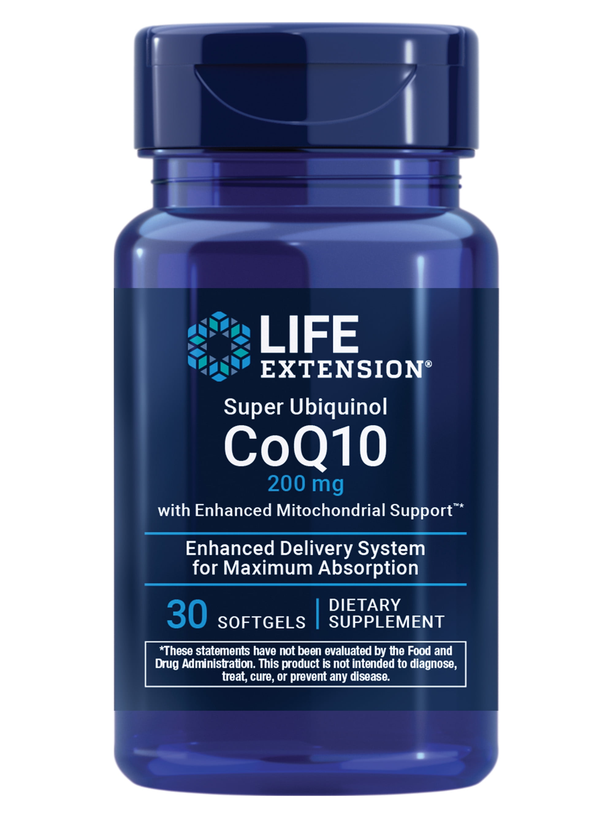 Life Extension Super Ubiquinol CoQ10 with Enhanced Mitochondrial Support 200 mg, Shilajit Promotes Heart Health, Cell Energy, Oxidative Stress Gluten-Free, Non-GMO 30 Softgels