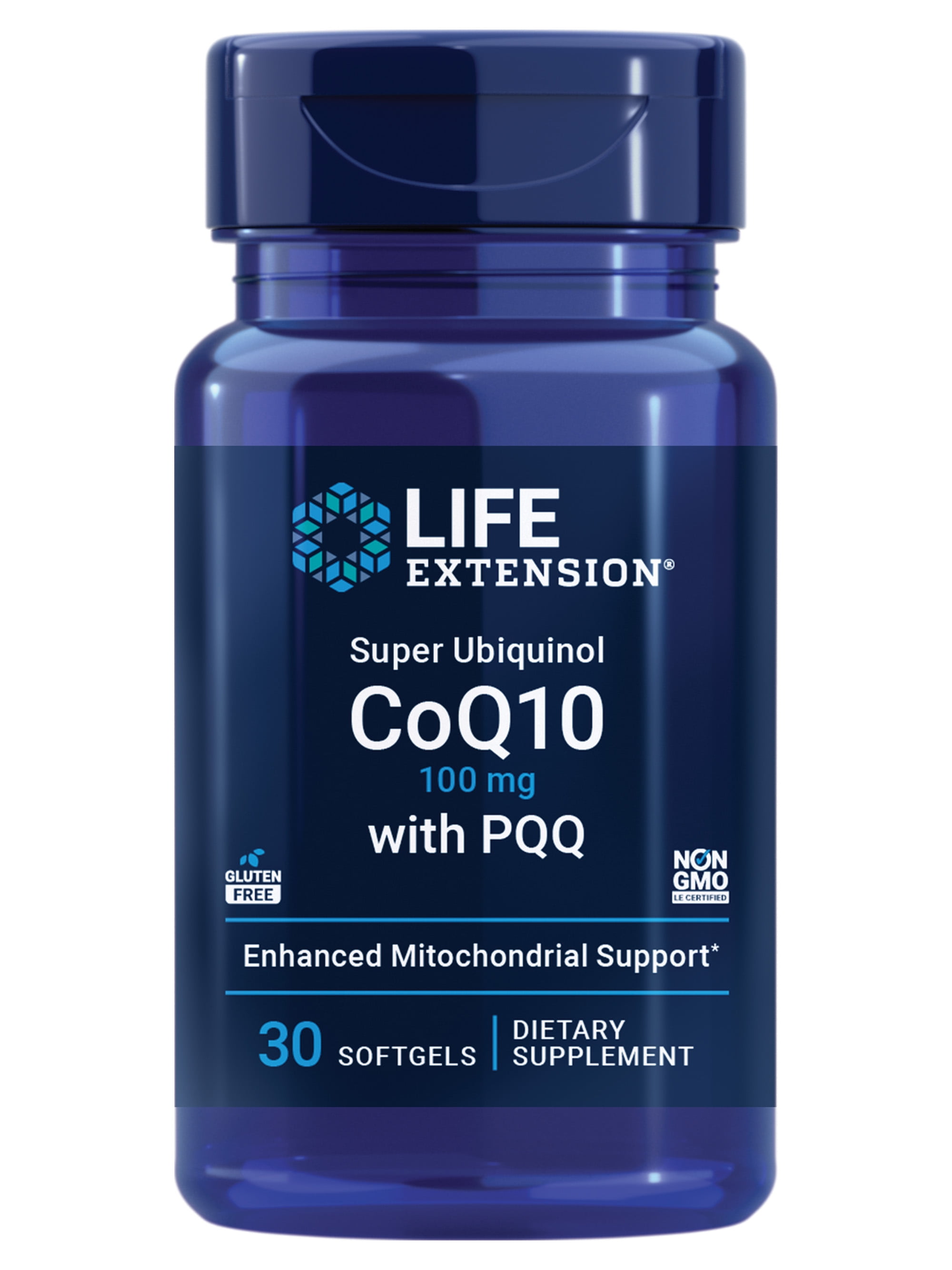 Life Extension Super Ubiquinol CoQ10 with PQQ, coenzyme Q10, pyrroloquinoline quinone, heart health supplement, maximum absorption, 100 mg, non-GMO, gluten-free, 30 softgels