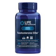 Life Extension Testosterone Elite, testosterone supplement, male health support supplement, pomegranate, cacao, luteolin, non-GMO, gluten-free, vegetarian, 30 capsules
