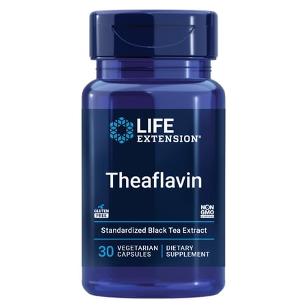 Life Extension Theaflavin Standardized Extract – Tea Leaf Flavonoids, Arterial Health Support, Helps Maintain Already-Heathy Cholesterol, Antioxidant – Gluten-Free, Non-GMO, Vegetarian – 30 Capsules