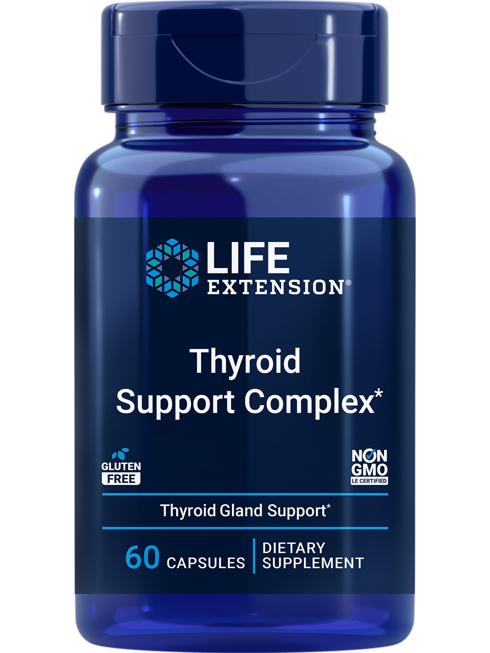 Life Extension Thyroid Support Complex - Thyroid Health Support Supplement with Vitamins A, B, Iodine, Magnesium, L-Tyrosine, Ashwagandha & Ginseng for Energy – Non-GMO, Gluten-Free - 60 Capsules