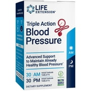 Life Extension Triple Action Blood Pressure - Healthy blood pressure support, flavonoid, quercetin - Gluten-Free, Non-GMO - 30 AM Vegetarian Tablets, 30 PM Vegetarian Tablets
