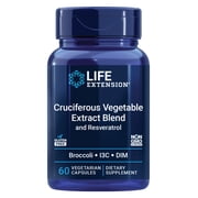 Life Extension Cruciferous Vegetable Extract & Resveratrol, Broccoli, Cabbage, resveratrol, Supports Cellular Protection, Gluten-Free, Non-GMO, Vegetarian, 60 Capsules