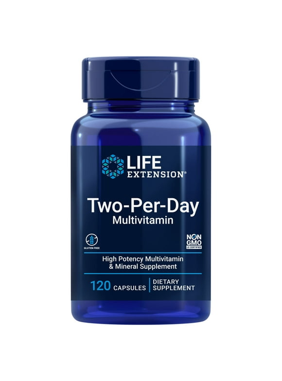 Life Extension Two-Per-Day Multivitamin - High-Potency Vitamin & Mineral Supplement, Nutrients, Plant Extracts, Quercetin, 5-MTHF Folate & More - Gluten-Free, Non-GMO - 120 Capsules (2-Month Supply)