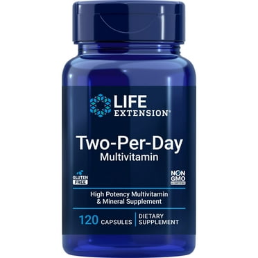Life Extension Two-Per-Day Multivitamin, vitamins B, C, D, zinc, packed with over 25 vitamins, minerals and extracts, two-month supply, non-GMO, gluten-free, 120 capsules