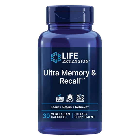 Life Extension Ultra Memory & Recall, memory support, brain health supplement for adults, once daily, gluten free, non-GMO, vegetarian, 30 capsules