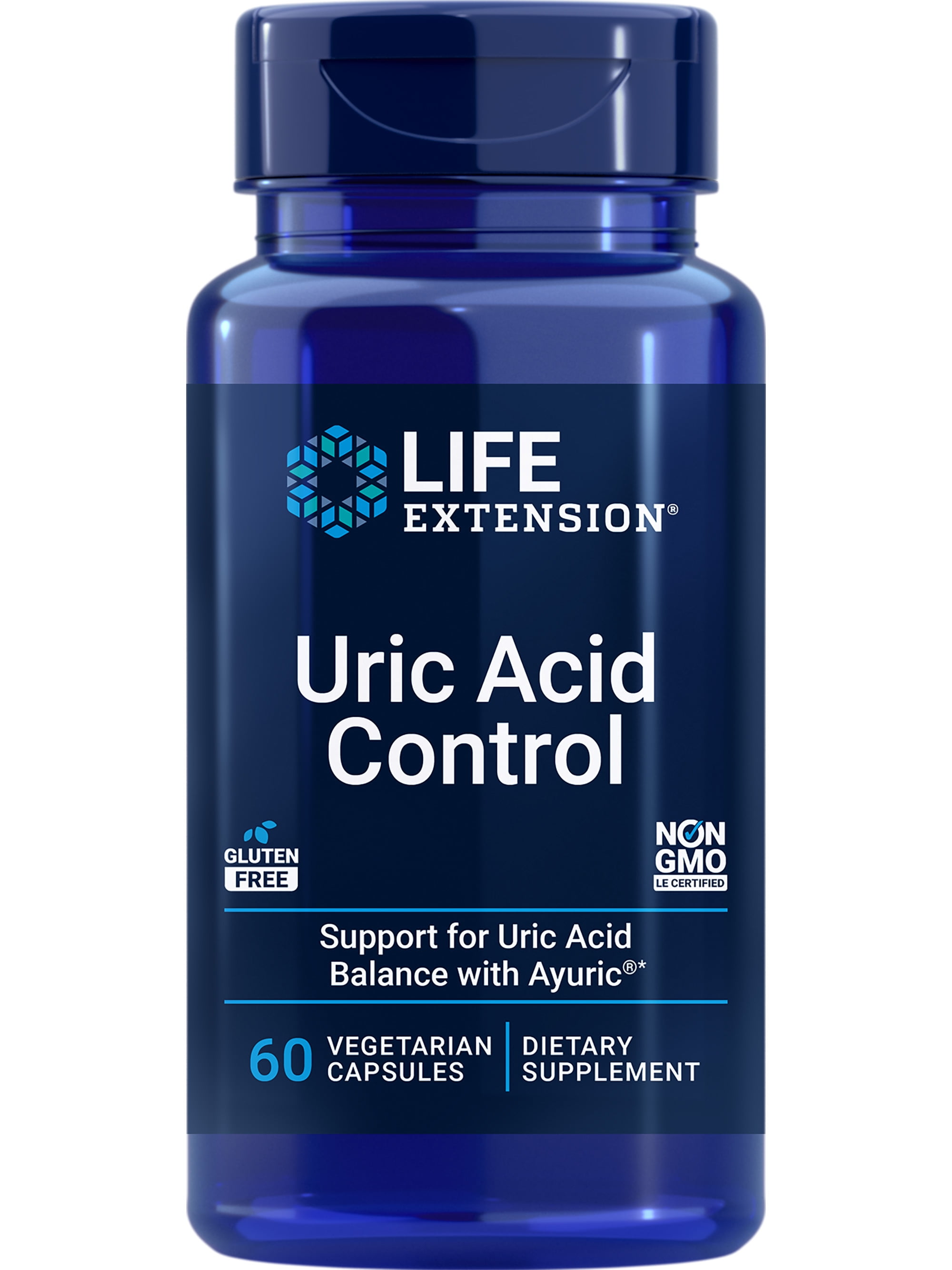 Life Extension Uric Acid Control - Ayuric Terminalia Bellerica Fruit Extract Supplement - Support Healthy Uric Acid Level - Non-GMO, Gluten Free - 60 Vegetarian Capsules