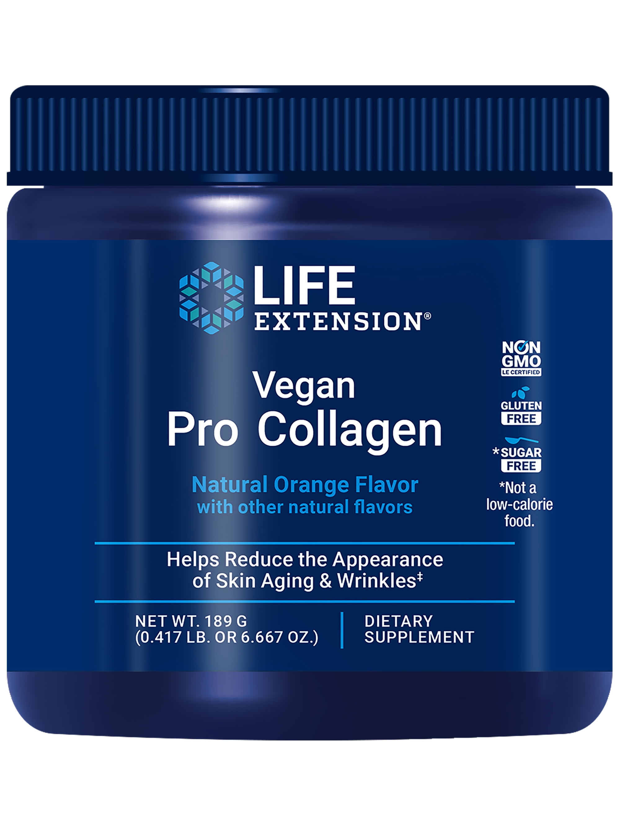 Life Extension Vegan Pro Collagen, collagen builder support, skin health, type I collagen amino acids, gotu kola, vitamin C, gluten-free, non-GMO, vegan, 30 servings
