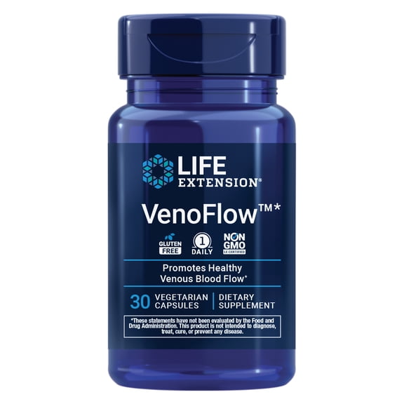 Life Extension VenoFlow - French Maritime Pine Bark and Soy Natto Extract Supplement for Healthy Blood Flow Circulation and Vascular Health Gluten-Free, Non-GMO, Vegetarian, 1-Daily 30 Capsules