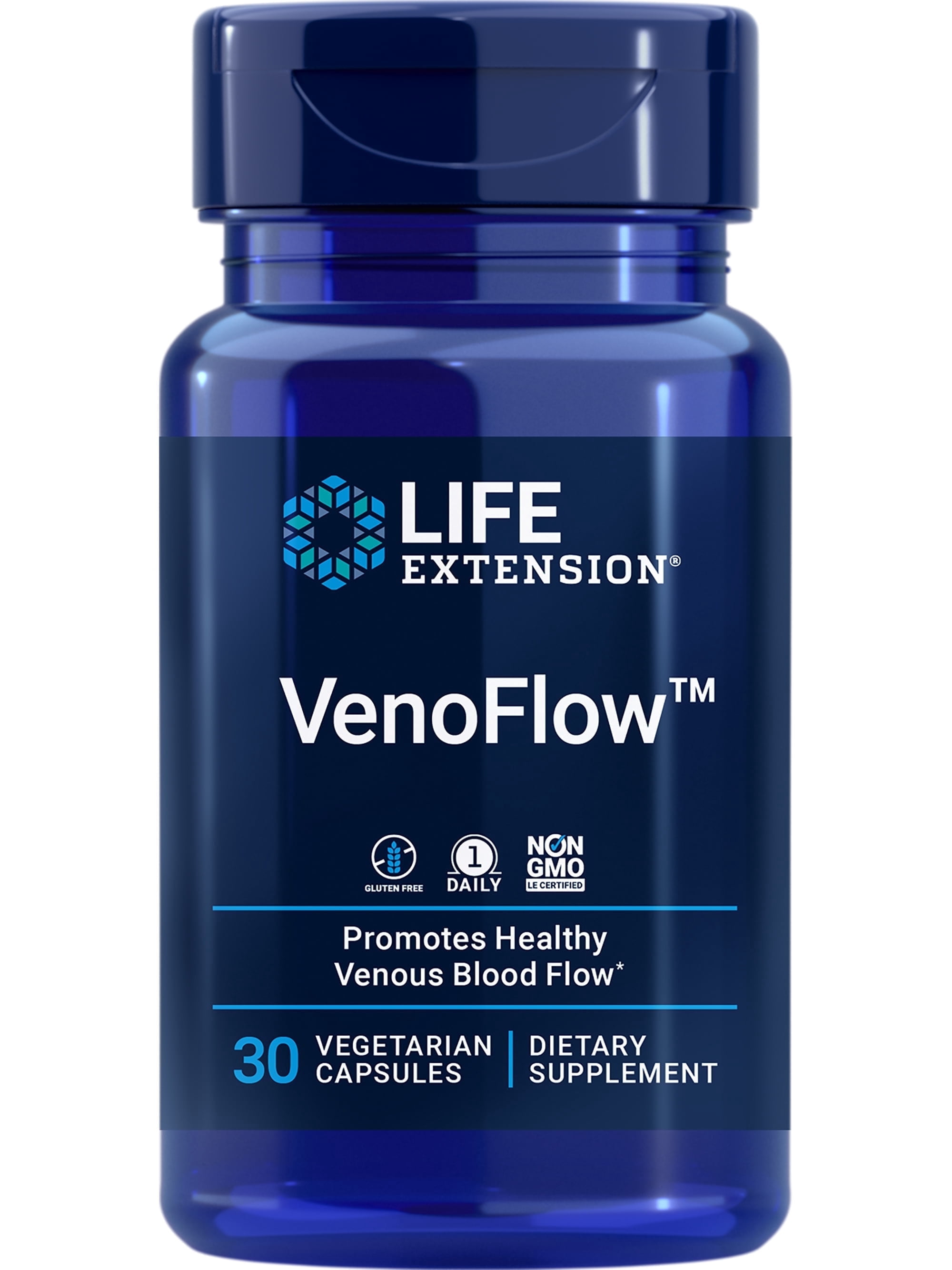 Life Extension VenoFlow - French Maritime Pine Bark and Soy Natto Extract Supplement for Healthy Blood Flow Circulation and Vascular Health – Gluten-Free, Non-GMO, Vegetarian, 1-Daily – 30 Capsules