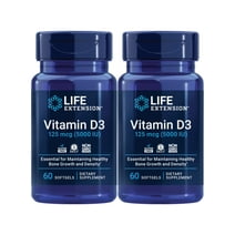 Life Extension Vitamin D3 125 Mcg (5000 IU) – Promotes Bone Health, Brain Health and Immune Function – Non-GMO – Gluten-Free – Two Pack – 2 x 60 Softgels