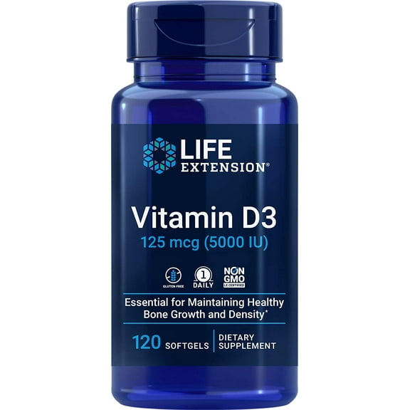 Life Extension Vitamin D3 125 mg (5000 IU), 120 Softgels