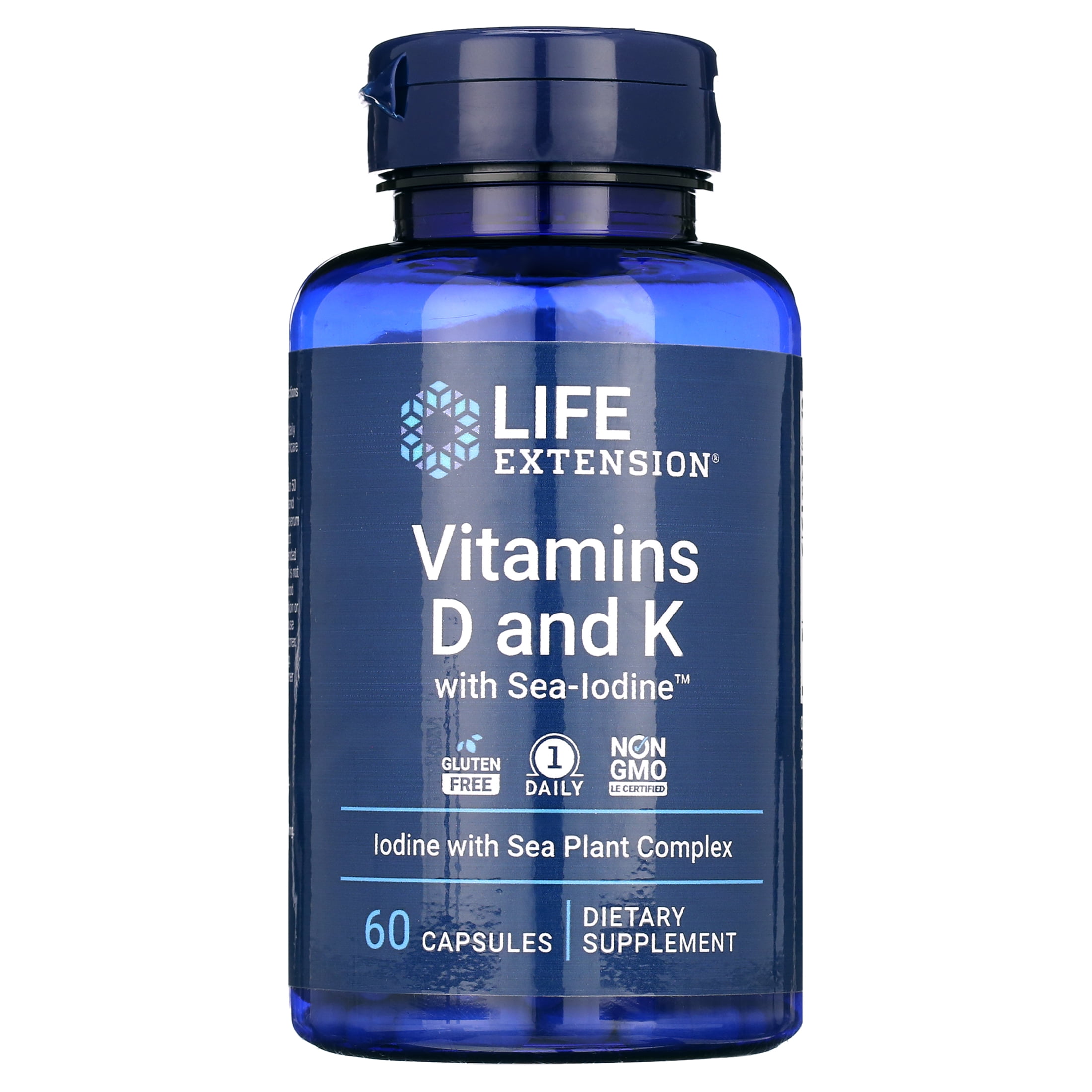 Life Extension Vitamins D and K with SeaIodine, vitamin D3, vitamin K1