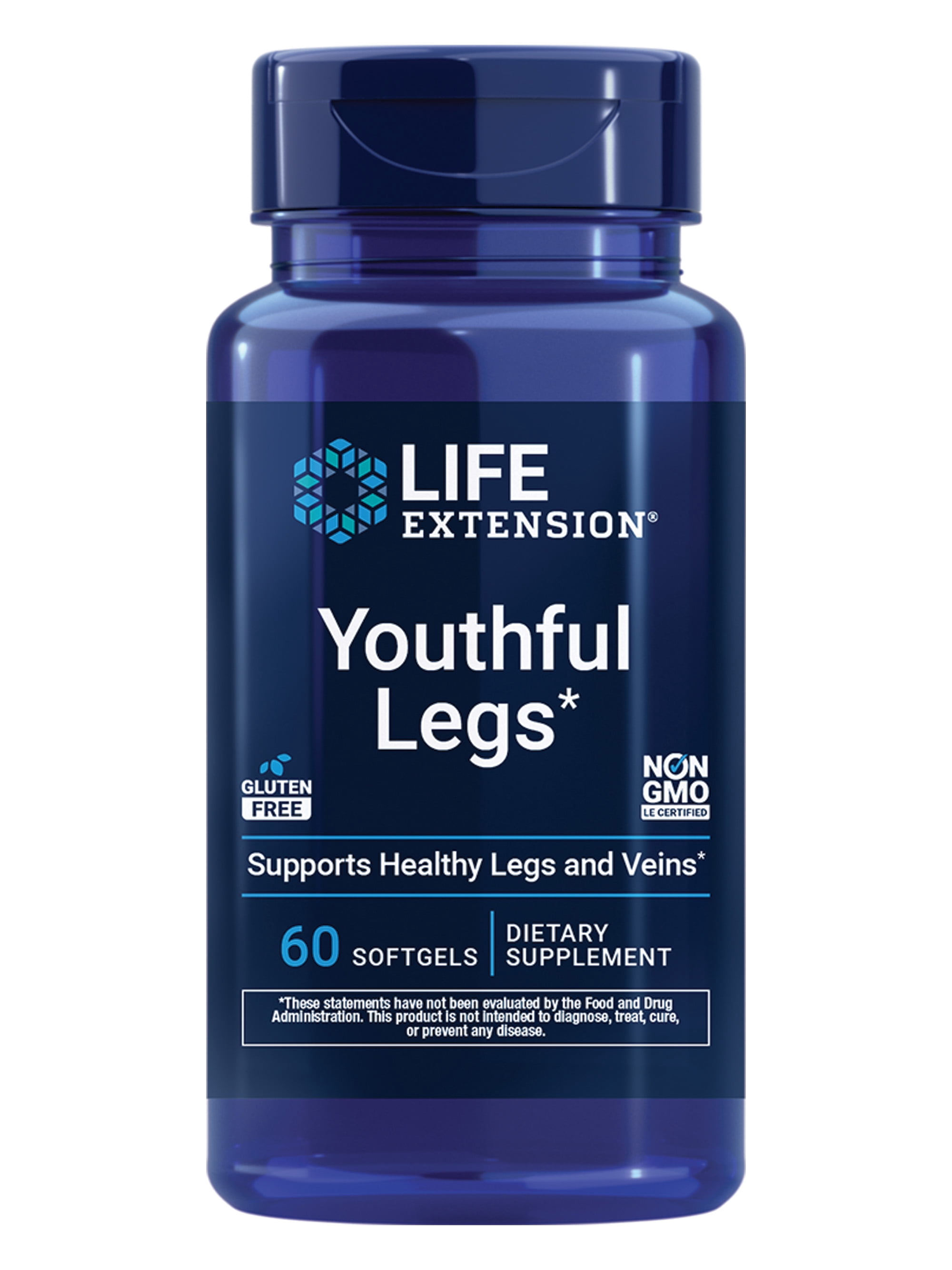 Life Extension Youthful Legs - Healthy Vein And Leg Support Supplement For Women - Gluten-Free, Non-GMO - 60 Softgels