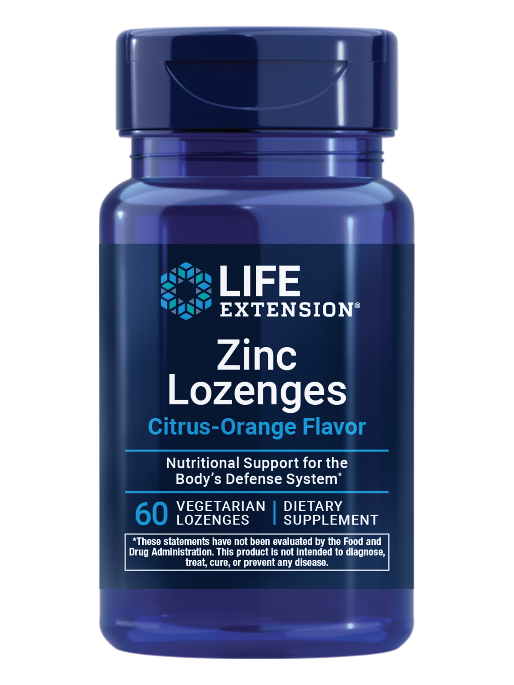 Life Extension Zinc Lozenges, zinc oxide, zinc gluconate, tasty fast-acting immune support, gluten-free, non-GMO, vegetarian, 60 lozenges