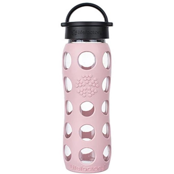 Lifefactory 22-Ounce BPA-Free Glass Water Bottle with Classic Cap and Protective Silicone Sleeve, Desert Rose