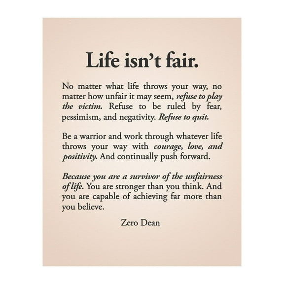 Life Isn't Fair Inspirational Wall Decor Typography Motivational Quotes Wall Art Print Is Ideal For Home Decor Bedroom Decor Office Decor Classroom Decor Any Room Decor Unframed 12x18inch(30x45cm)