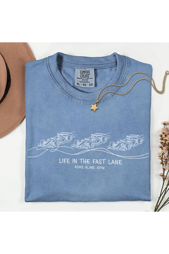 Life in the Fast Lane Racing Car Line Art Shirt Vintage Formula Racing Graphic Motorsport Fan Gift Retro Speed Design Comfort Colors Unisex Cotton T-Shirt, Sizes S-3XL
