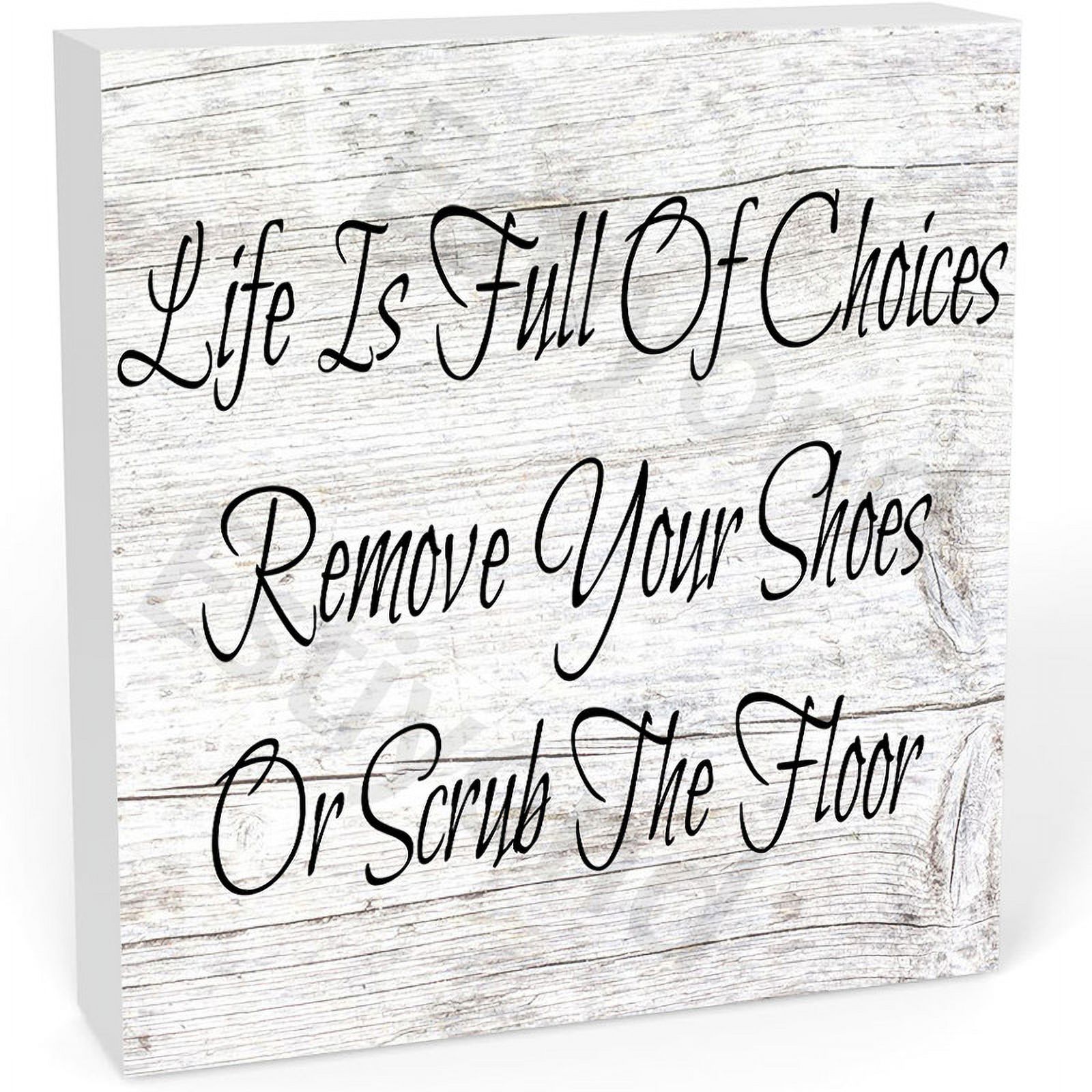NIKKY HOME Cartello In Legno – Remove Your Shoes, Life Is Full Of Choices, 25x13 Cm, Vintage, Con Vite Per Parete