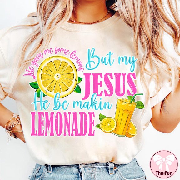 Life Gave Me Lemons But My Jesus Be Makin Lemonade Blue Faith Tee Vintage Soft SAND S-5XL