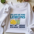 thumbnail image 1 of Life Gave Me Some Lemons But My Jesus He Be Makin' Lemonade Embroidered Sweatshirt, Faith Sweatshirt, 1 of 5