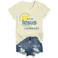 thumbnail image 1 of Life Gave Me Some Lemons But My Jesus He Be Making Lemonade Shirt Funny Lemonade Print Tshirt V-Neck, 1 of 8