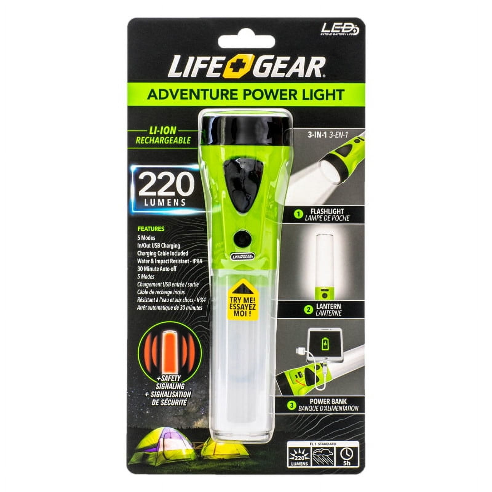 Lime Green ABS Plastic Rechargeable LED Flashlight Power Bank