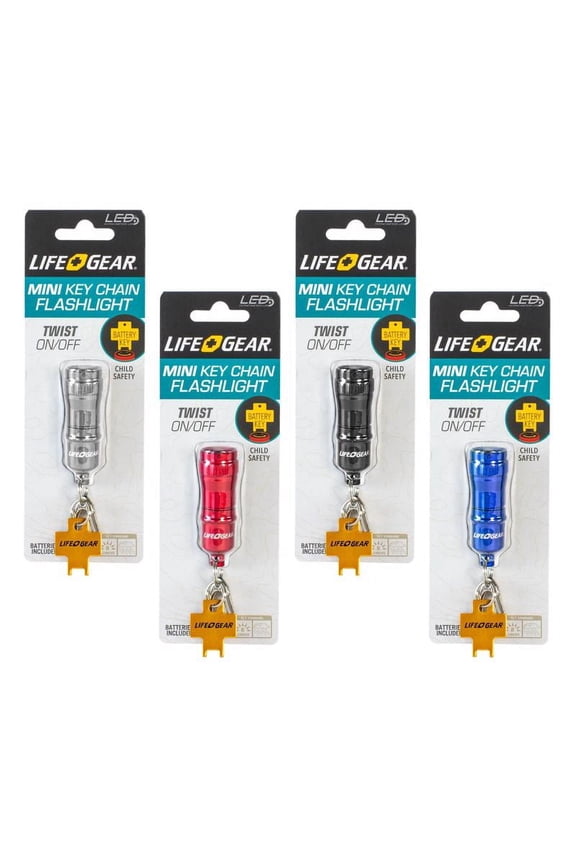 Life Gear 41-3944 Lumens LED Mini Aluminum Keychain Flashlight Assorted Colors