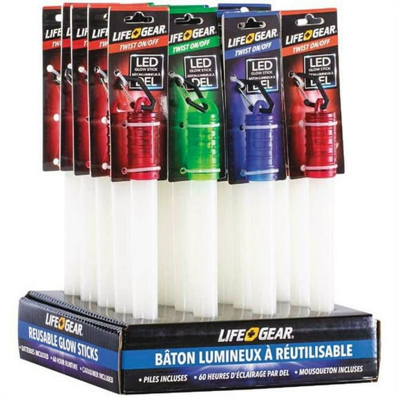 Life+Gear LED Reusable Glow Stick Lightstick - 3 Day Glow Time - 3 Piece, Red
