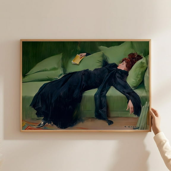 Decadent Young Woman Jove Decadent By Ramon Casas Dancing Painting After The Dance Painting Green Wall Art For Home Decor Colorful Wall Art Wall Art, Modern Wall Decor, 8x12 UNFRAMED