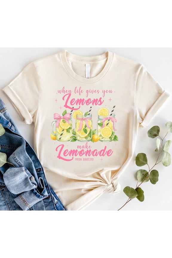 When Life Gives You Lemons Make Lemonade Shirt, Beach Shirt,Retro Fancy Lemon Shirt, Coquette Bow Summer Vibes Shirt,Trendy Bow Summer Shirt Sweatshirt All Size S-5XL