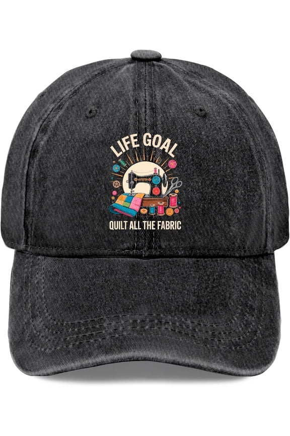 Life Goal Quilt All The Fabric Hats for Women Baseball Cap Stylish Washed