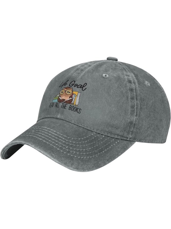 Life Goal-Read All The Books Slogan Cowboy Hats Unisex Adjustable Baseball Caps Gray
