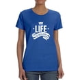 thumbnail image 1 of "Life Goes On" Quote Crown Graphic Women Royal Blue T-Shirt, Female Small, 1 of 4