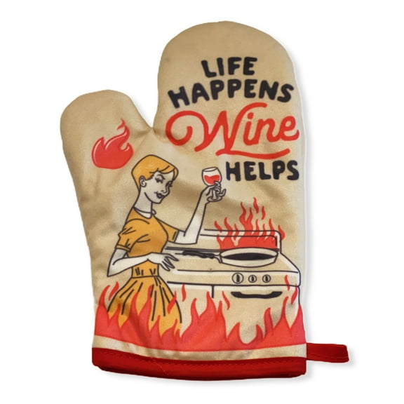 Life Happens Wine Helps Funny Cooking Drinking Wine Lover Kitchen Accessories