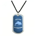 thumbnail image 1 of Life Has No Porpoise Purpose Funny Humor Military Dog Tag Pendant Necklace with Cord, 1 of 5